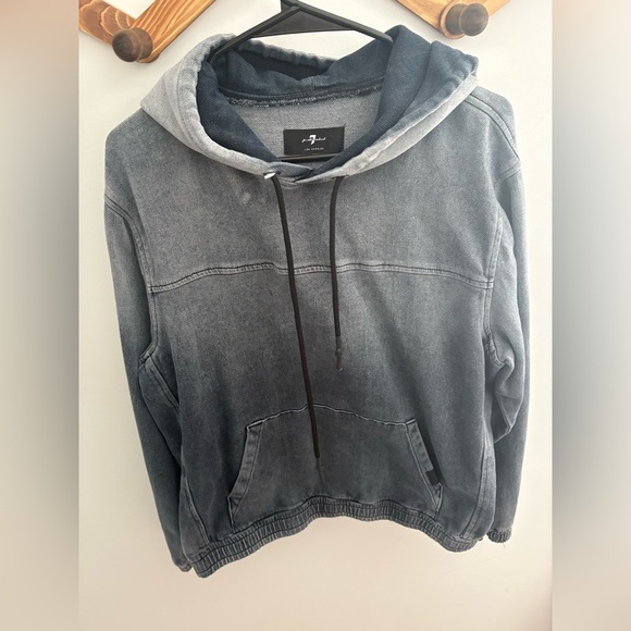 7 For All Mankind Dark Gray Hooded Jacket - Picture 2 of 8